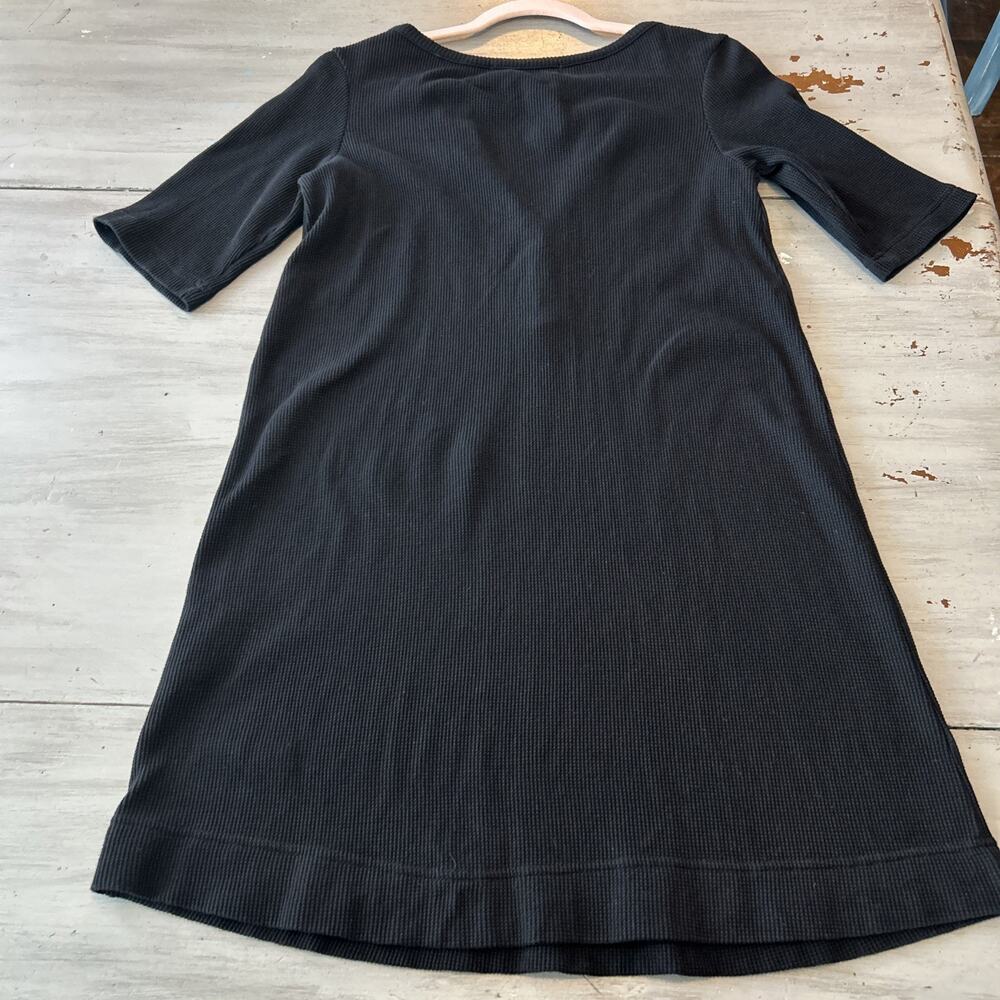 Natural Life Black Easy Street Mini Dress Size M Henley Waffle Knit Minimalist - Picture 7 of 7